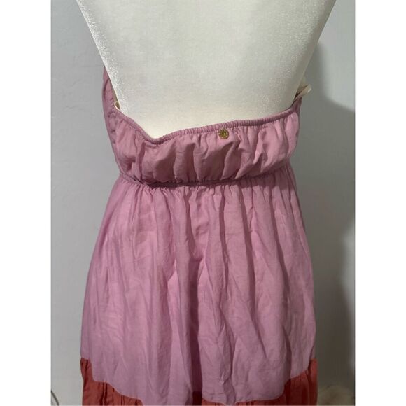 Touché color block tiered maxi dress halter top L - Picture 4 of 8